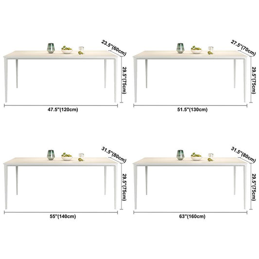 Modern Style Sintered Stone Dining Table 4 Legs Rectangular Table in White