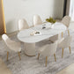 Glam White Sintered Stone Dining Table Set Oval 1/2/5/7 Pieces Dining Set for Home Use Clearhalo 'Dining Room Sets' 'Dining Tables & Seating' 'dining_room_set' 'furn' 'furn_dining_room_set' 'Furniture' 'Kitchen & Dining Furniture' 1200x1200_a8501944-0422-49bd-b205-9076484cef84