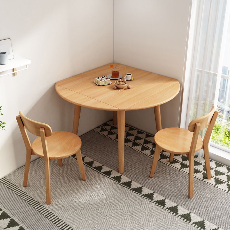 Modern Style Solid Wood Dining Table Brown Round Drop-Leaf Table with 4 Legs for Home Clearhalo ' dining_table' 'Dining Tables & Seating' 'Dining Tables' 'furn' 'furn_dining_table' 'Furniture' 'furniture_dining_table' 'Kitchen & Dining Furniture' 'kitchen&dining_furn' 'kitchen' 'kitchen_dining_table' 1200x1200_a850390d-be67-4886-ac0c-ac8c2e2bed18