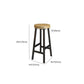 Modern Armless Counter Stool Pine Wood Bar Stool with Pedal for Cafe