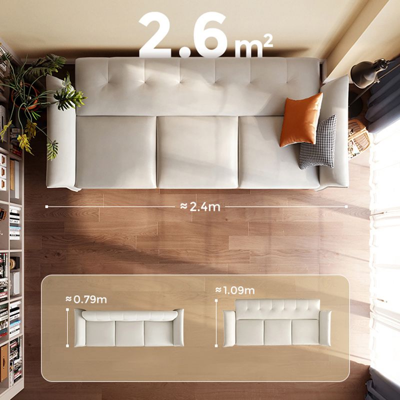 Cushions Flared Arm Seating Contemporary Sofa Faux Leather Stain Resistant