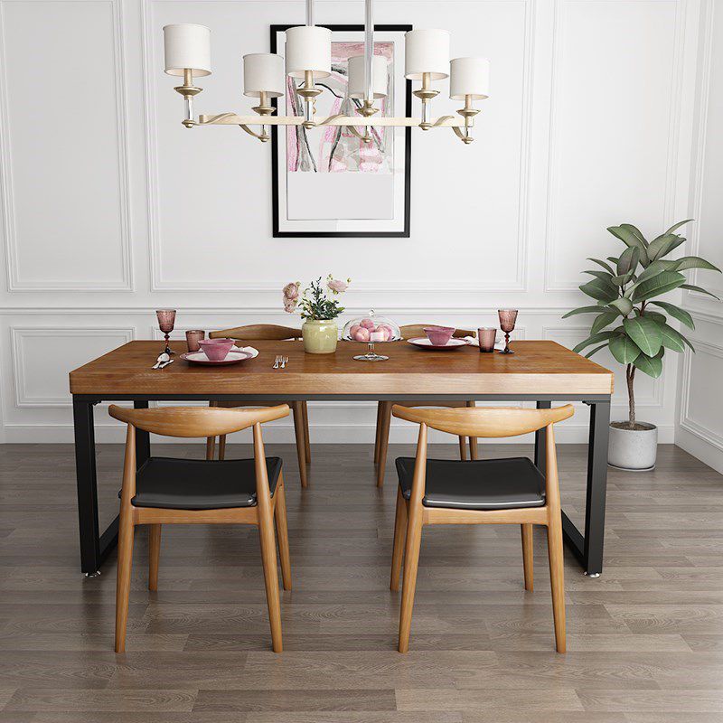 Tavolo da pranzo rettangolo industriale tavolo da pranzo a base di ferro in legno nero in legno nero