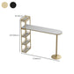 Mesa de bar de bistró de mármol sintético, mesa de bar con base metálica rectangular y estantes