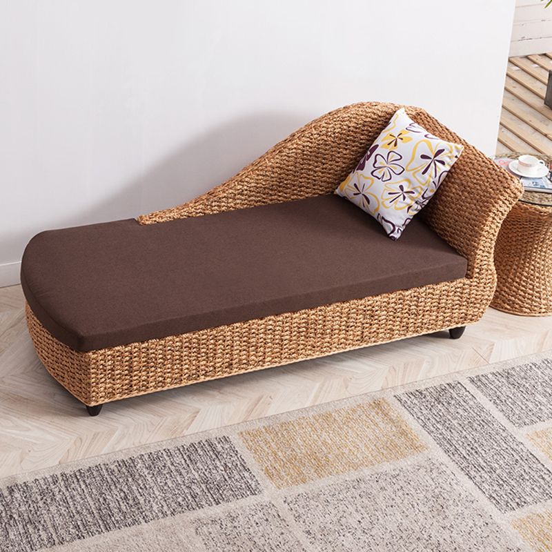Upholstered Chaise Rattan Chaise Lounge Chair for Bedroom and Living Room