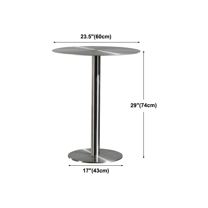 Modern Silver Metal Counter Table with Round Table Top Silver Pedestal Table Clearhalo 'Bar Furniture' 'Bar Tables' 'bar_tables' 'furn' 'furn_bar_tables' 'Furniture' 'furniture_bar_tables' 'Kitchen & Dining Furniture' 1200x1200_a8596da4-efd6-4503-9c86-6af6288f3d46