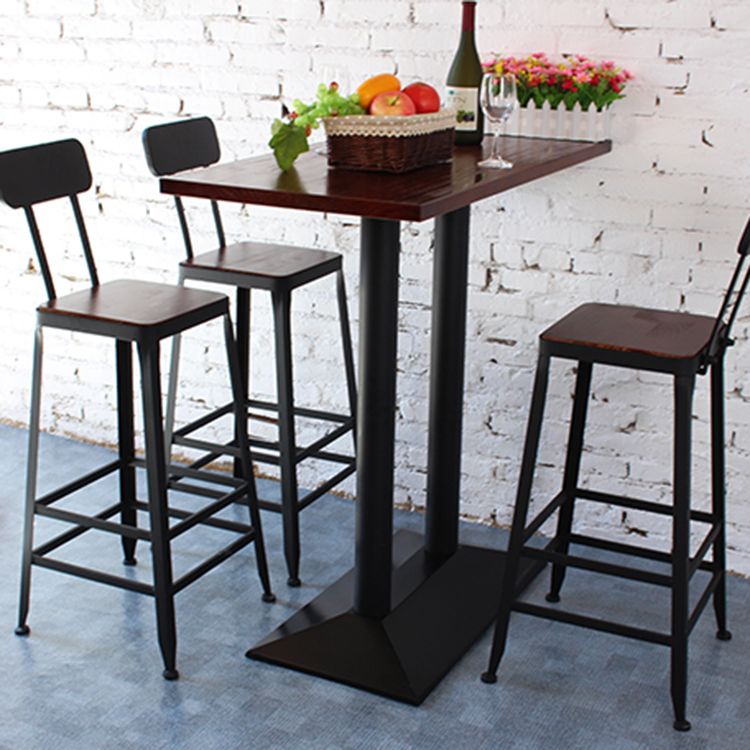 Dining Room Industrial Style Wood Barstool Iron 4 Legs Bar Stool with Pedal Clearhalo 'Bar Furniture' 'Bar Stools' 'bar_stools' 'furn' 'furn_bar_stools' 'Furniture' 'Kitchen & Dining Furniture' 1200x1200_a85afa8d-ef6b-4641-ac29-9b672006fe37