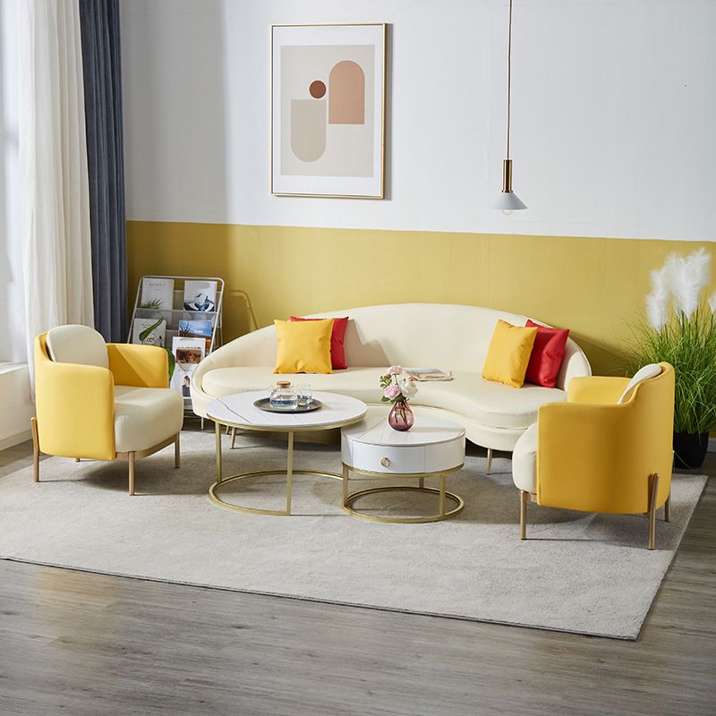 Contemporary Beige Curved Sofa in Genuine Leather with Tight Back Clearhalo 'furn' 'furn_sofas' 'Furniture' 'Living Room Furniture' 'Sofa' 'sofas' 1200x1200_a85e4e7c-8801-47a2-a1a9-bb49ab509fa3