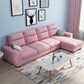Square Arm 4-Seater Sofa & Chaise 106.3" W Linen/Faux Leather Cushions Sofa