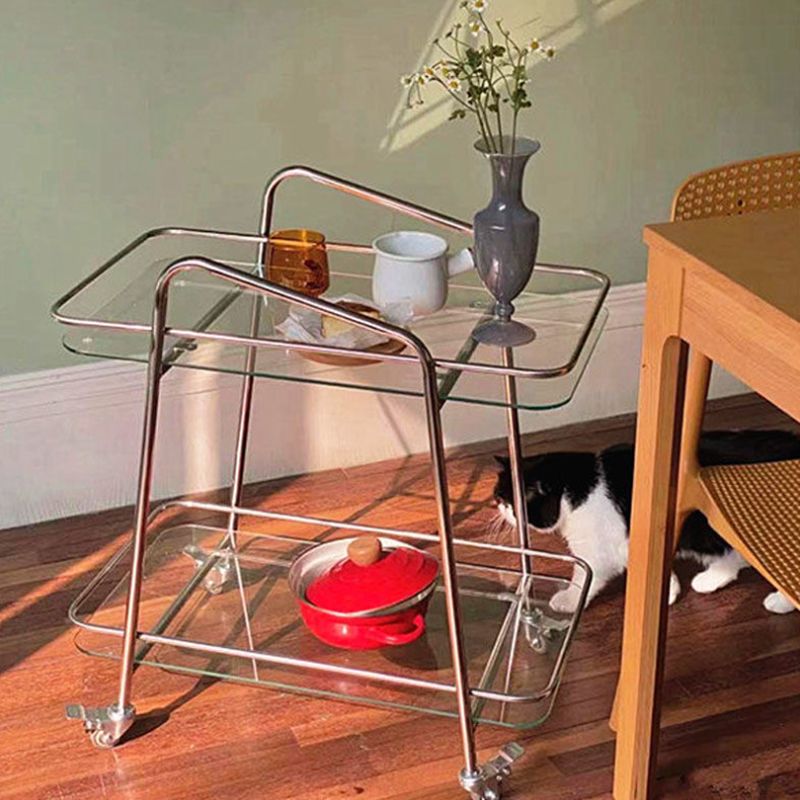 Vidrio modernista con mesa rectangular de la sala de estar de doble nivel rectangular