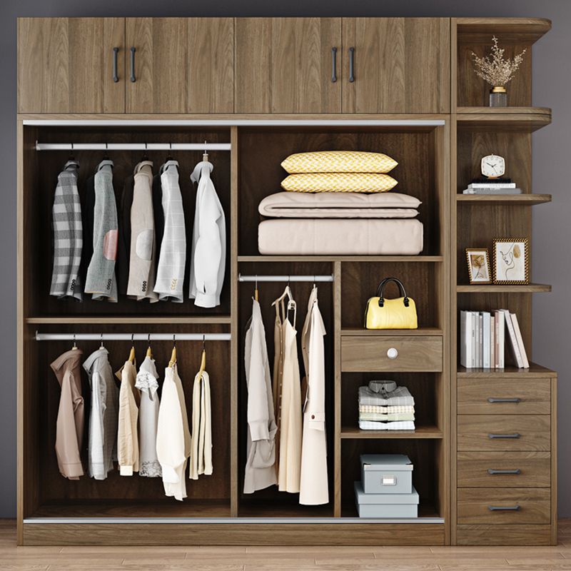 Modern Style Freestanding Wardrobe Pine Wood Wardrobe with Drawer