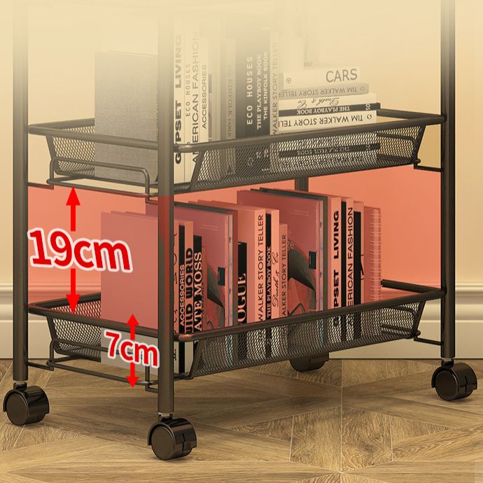 Industrial Steel Etagere Bookshelf Open Vertical Bookshelf with Caster Wheels Clearhalo 'Bookcases' 'furn' 'furn_bookcases' 'Furniture' 'furniture_bookcases' 'kitchen' 'kitchen_bookcases' 'Living Room Furniture' 'Office Furniture' 1200x1200_a86a9d26-a1a0-48f8-a252-61755de0a4a4