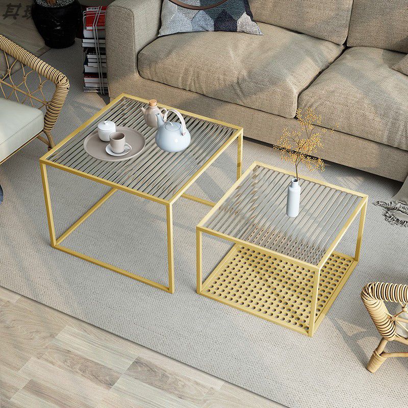 Modern Style Black/off-white/gold Metal Base Square Side Table Clearhalo 'Coffee & Accent Tables' 'End & Side Tables' 'end_side_table' 'end_side_tables' 'furn' 'furn_end_side_tables' 'Furniture' 'furniture_end_side_table' 'Living Room Furniture' 1200x1200_a86ab94b-5432-44a3-936b-b9f3dcf9c4eb