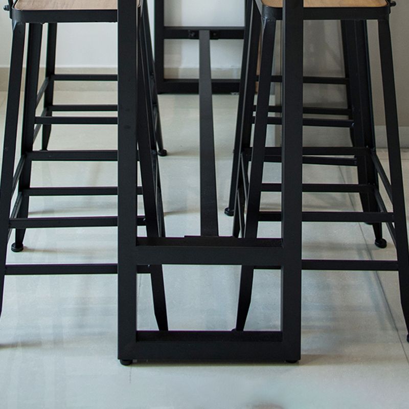 Pine Wood Bar Dining Table Industrial Rectangle Bar Table with Trestle for Milk Tea Shop Clearhalo 'Bar Furniture' 'Bar Tables' 'bar_tables' 'furn' 'furn_bar_tables' 'Furniture' 'Kitchen & Dining Furniture' 1200x1200_a86e9d20-50fb-4995-811d-a97ad340f1dc