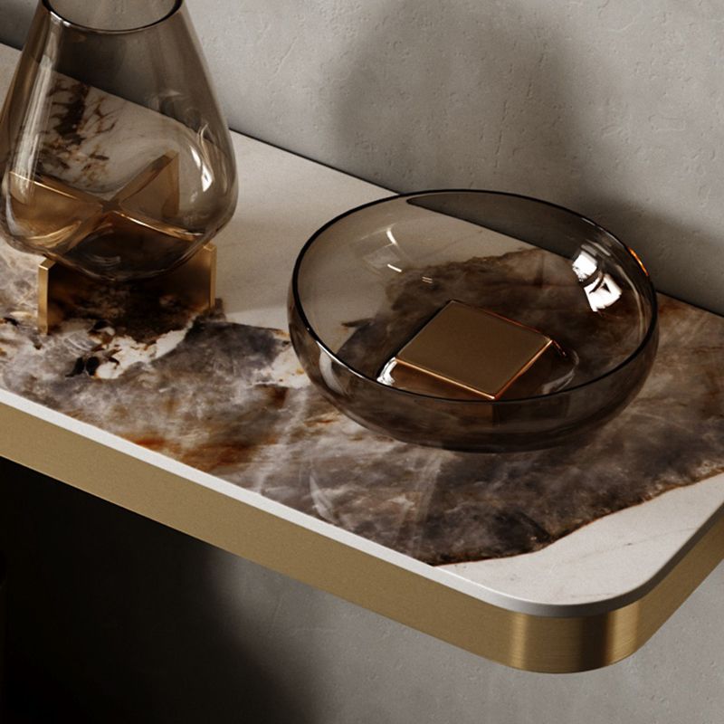 Tavolo console contemporanea a forma di rettangolo tavolo di divano in pietra in ottone/oro/nero