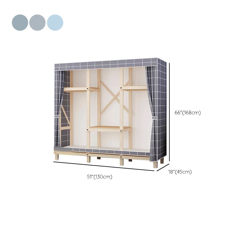 Solid Pine Wood Frame Wardrobe Armoire Contemporary Multifunctional Wardrobe