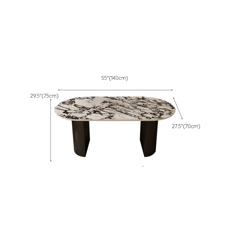 Oval Industrial Dinner Room Kitchen Table Double Pedestal Dining Table Clearhalo 'Dining Tables & Seating' 'Dining Tables' 'dining_table' 'furn' 'furn_dining_table' 'Furniture' 'Kitchen & Dining Furniture' 1200x1200_a86ff947-dceb-49d9-92b7-22f976d88652