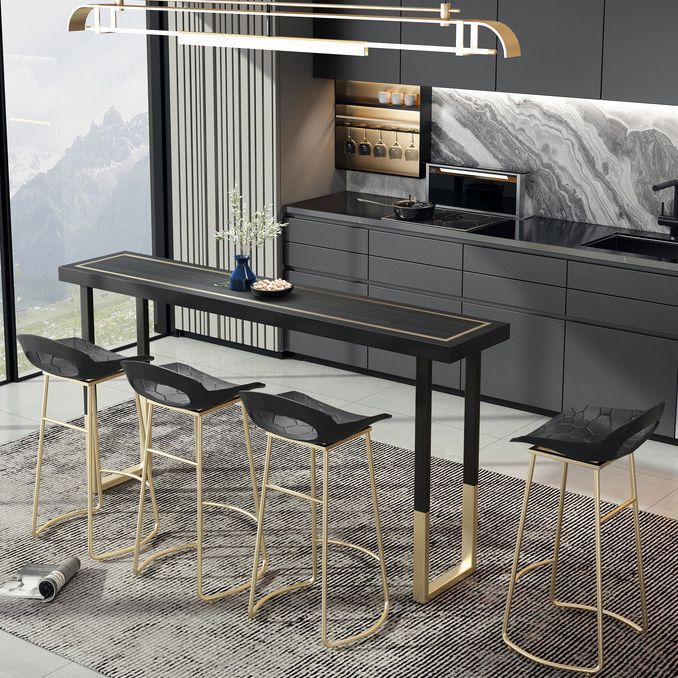 Glam Style Cocktail Bar Table 42-inch Height Wood Top Iron Frame Bar Table Clearhalo 'Bar Furniture' 'Bar Tables' 'bar_tables' 'Furniture' 'furniture_bar_tables' 'Kitchen & Dining Furniture' 'kitchen&dining_furn' 'kitchen' 1200x1200_a8702533-adf9-44ed-9259-a91eabccafa9