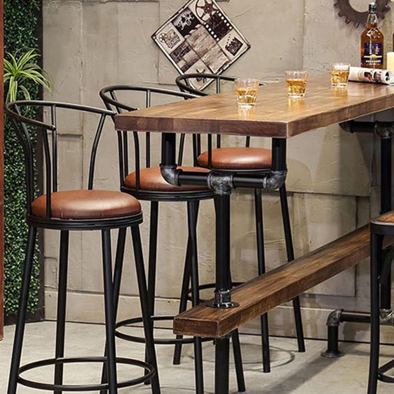 Wood Top Bar-height Table Black and Metal Legs Bar Table for Living Room Clearhalo 'Bar Furniture' 'Bar Tables' 'bar_tables' 'furn' 'furn_bar_tables' 'Furniture' 'Kitchen & Dining Furniture' 1200x1200_a8705652-b69c-49b4-a1b6-89deb56d133b