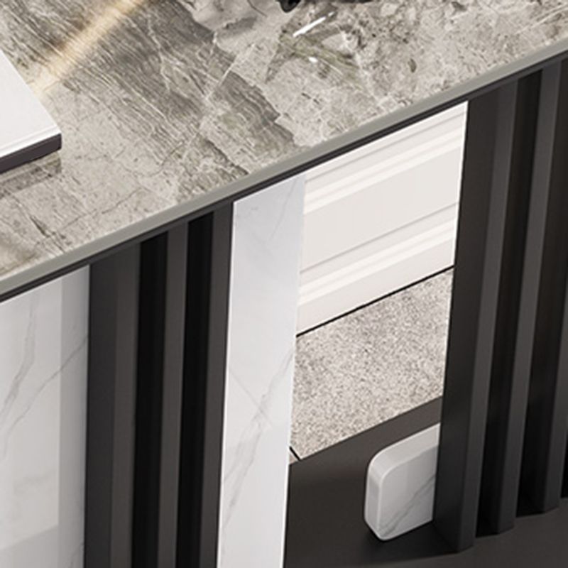 Tavolo console di accento rettangolare contemporaneo con base dorata/nera