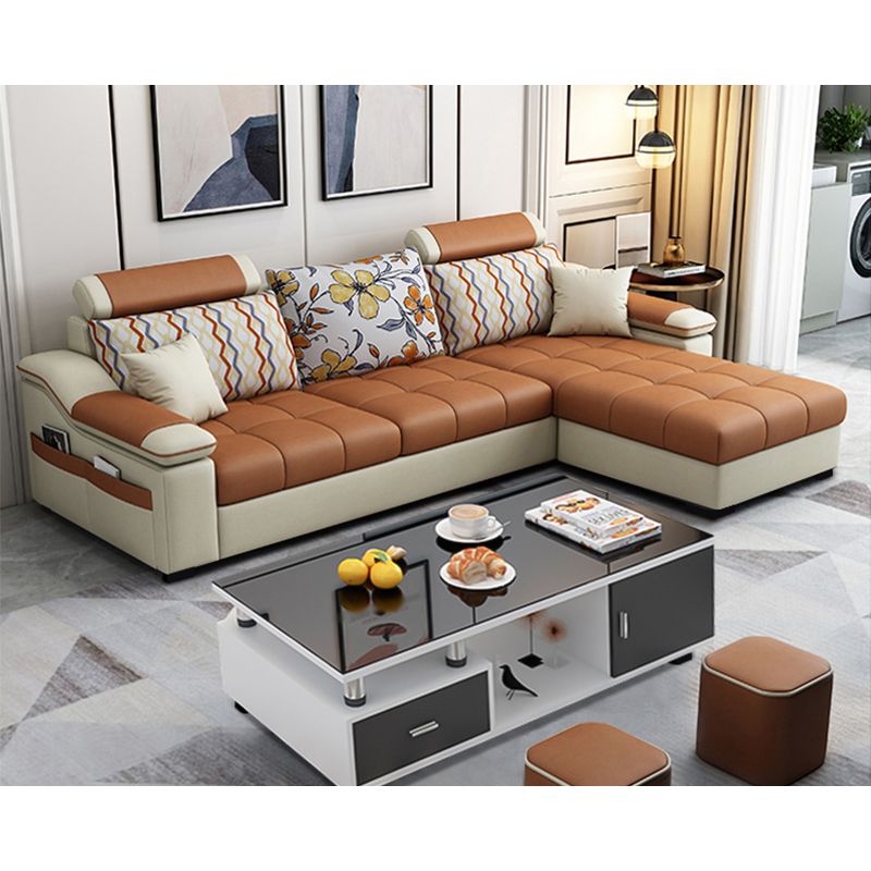 82.5"L Sloped Arm Sectional Cushion Back Sofa with Ottoman Included Clearhalo 'furn' 'furn_sectionals' 'Furniture' 'furniture_sectionals' 'Living Room Furniture' 'Sectionals' 1200x1200_a872fe46-51df-4b02-b489-3ba4cf11d5b7