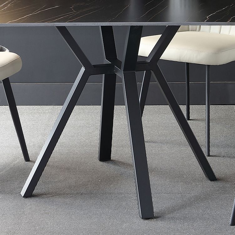 Square Shape Industrial Dining Table Black Fixed Table with Sintered Stone Clearhalo ' dining_table' 'Dining Tables & Seating' 'Dining Tables' 'furn' 'furn_dining_table' 'Furniture' 'furniture_dining_table' 'Kitchen & Dining Furniture' 'kitchen&dining_furn' 'kitchen' 'kitchen_dining_table' 1200x1200_a8746faf-b484-491d-ab22-22f1424a0f2a