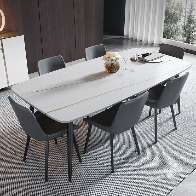 Sintered Stone Dining Table 4 Legs Black Carbon Steel Base Rectangle Table for Home Clearhalo ' dining_table' 'Dining Tables & Seating' 'Dining Tables' 'furn' 'furn_dining_table' 'Furniture' 'furniture_dining_table' 'Kitchen & Dining Furniture' 'kitchen&dining_furn' 'kitchen' 'kitchen_dining_table' 1200x1200_a876194a-5bec-4052-960a-a55cde094d4d