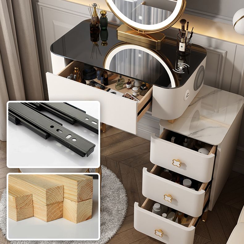 15 "幅のグラムバニティテーブルガラスブラックメイクアップバニティドロワー