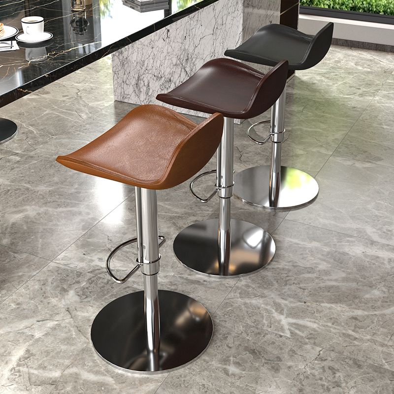 Contemporary Metal Legs Bar Stools Faux Leather Counter Chair Clearhalo 'Bar Furniture' 'Bar Stools' 'bar_stools' 'furn' 'furn_bar_stools' 'Furniture' 'Kitchen & Dining Furniture' 1200x1200_a87882ef-3f7b-4657-9242-a1cfe9457fd0