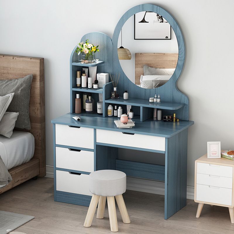 Vanity in legno con cassetti e mensole tavolo da trucco vanità con specchio