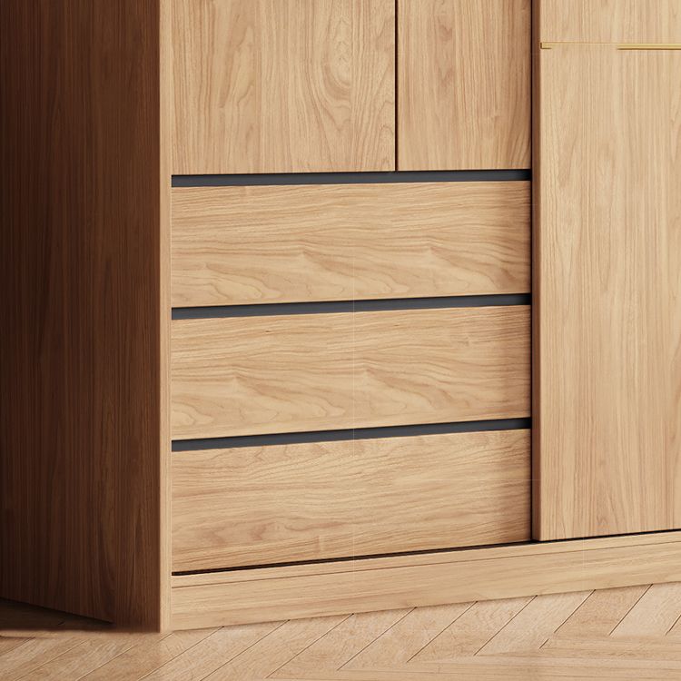 Eigentijdse houten garderobe armoire vrijstaanbare verstelbare planken garderobe met laden