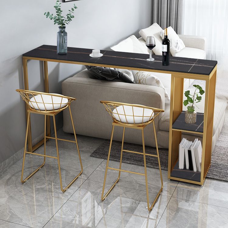 Glamour 1/3 pièces table de bar de bar à table de pierre rectangle avec tabourets hauts pour balcon