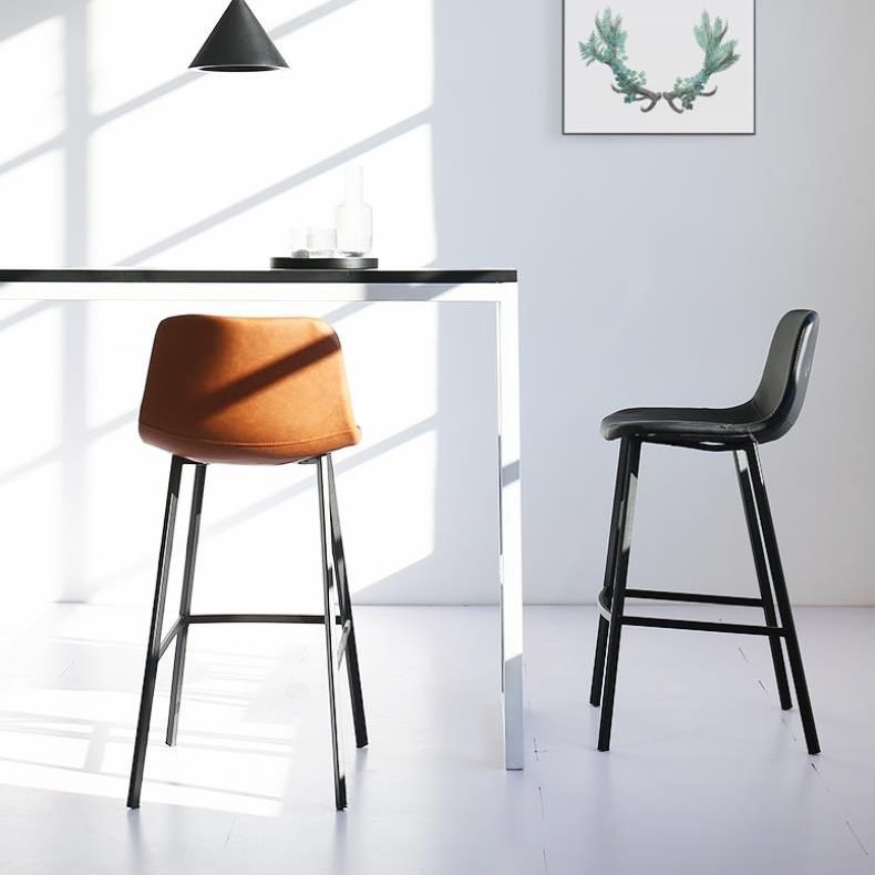 Industrial Low Back Bar-stool PU Leather Bar Stool with Metal Legs Clearhalo 'Bar Furniture' 'Bar Stools' 'bar_stools' 'Furniture' 'furniture_bar_stools' 'Kitchen & Dining Furniture' 1200x1200_a87c49c4-d589-443e-8d7b-882b11410c8a