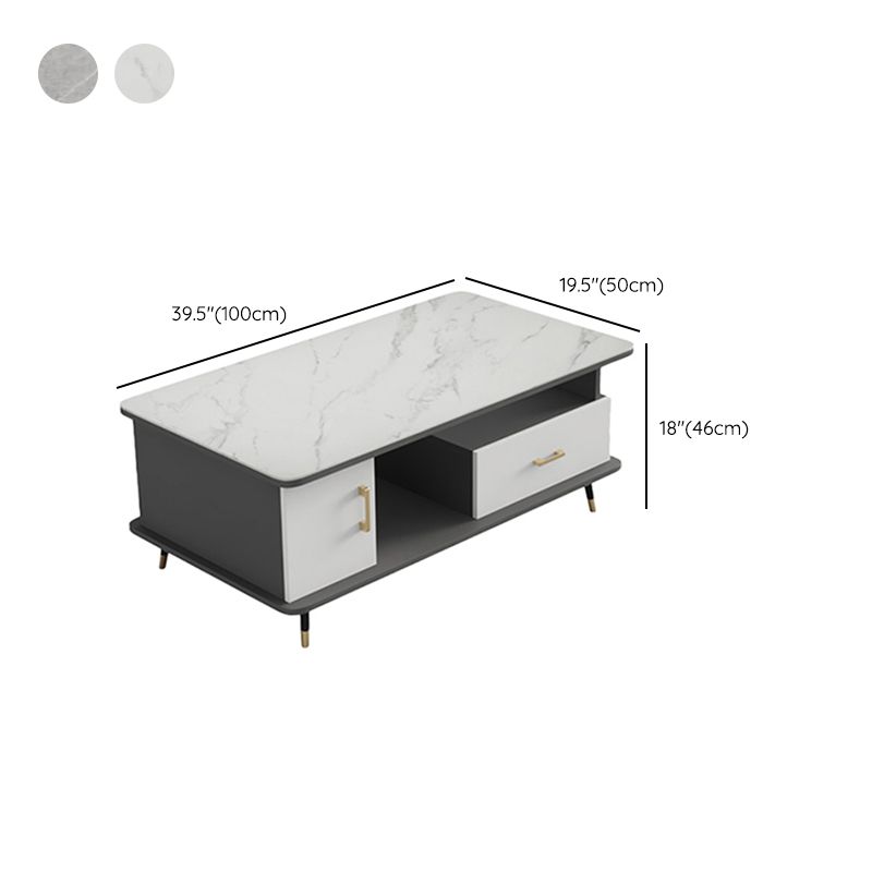Table basse rectangulaire en ardoise avec tiroirs de rangement