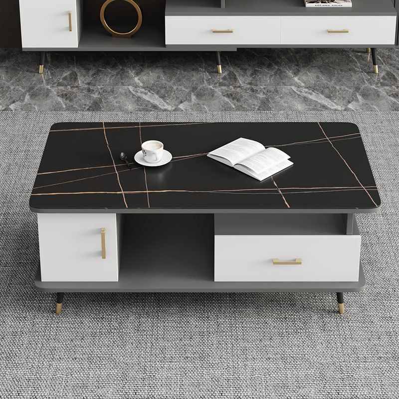 Moderne stijl leisteen wit/grijs/zwarte bovenste rechthoekige salontafel