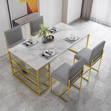 Metal and Slate Table Contemporary Family Rectangular Dining Table Clearhalo 'Dining Tables & Seating' 'Dining Tables' 'dining_table' 'furn' 'furn_dining_table' 'Furniture' 'Kitchen & Dining Furniture' 1200x1200_a8812ff5-f576-46d2-8bd5-517dd83ee813