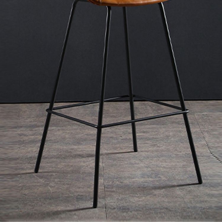 Industrial Style PU Leather Stools Square Low Back with Metal Legs for Bristol