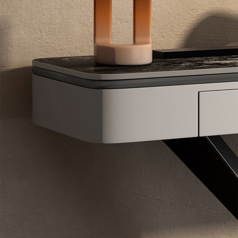 Glam Rectangle Console Sofa Table with Stainless Steel Bracket for Hall