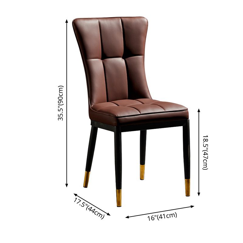 Modern Leather Armless Dining Chairs Upholstered Side Chairs with Metal Legs Clearhalo ' kitchen&dining_furn' 'Dining Chairs' 'Dining Tables & Seating' 'dining_chair' 'furn' 'furn_dining_chair' 'Furniture' 'furniture_dining_chair' 'Kitchen & Dining Furniture' 'kitchen' 1200x1200_a8865c4d-ac8d-4ac2-a924-2a2c0b1b7dcd