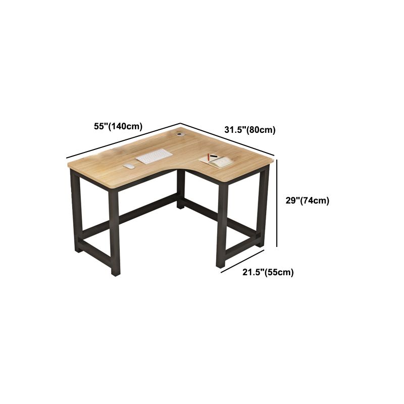 Modern Corner Wooden Writing Desk Cable Management H-Shape Office Desk with Metal Legs Clearhalo 'furn' 'furn_office_desk' 'Furniture' 'Office Desks' 'Office Furniture' 'office_desk' 1200x1200_a8866c40-19c7-4ec9-b6ca-e32389b72d15