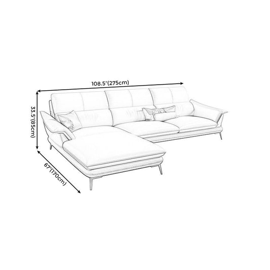 Genuine Leather Pillow Top Arm Sectionals 33.46"High Cushion Back Sofa Clearhalo 'furn' 'furn_sectionals' 'Furniture' 'furniture_sectionals' 'Living Room Furniture' 'Sectionals' 1200x1200_a8874912-43ab-4617-af82-407330e26a37