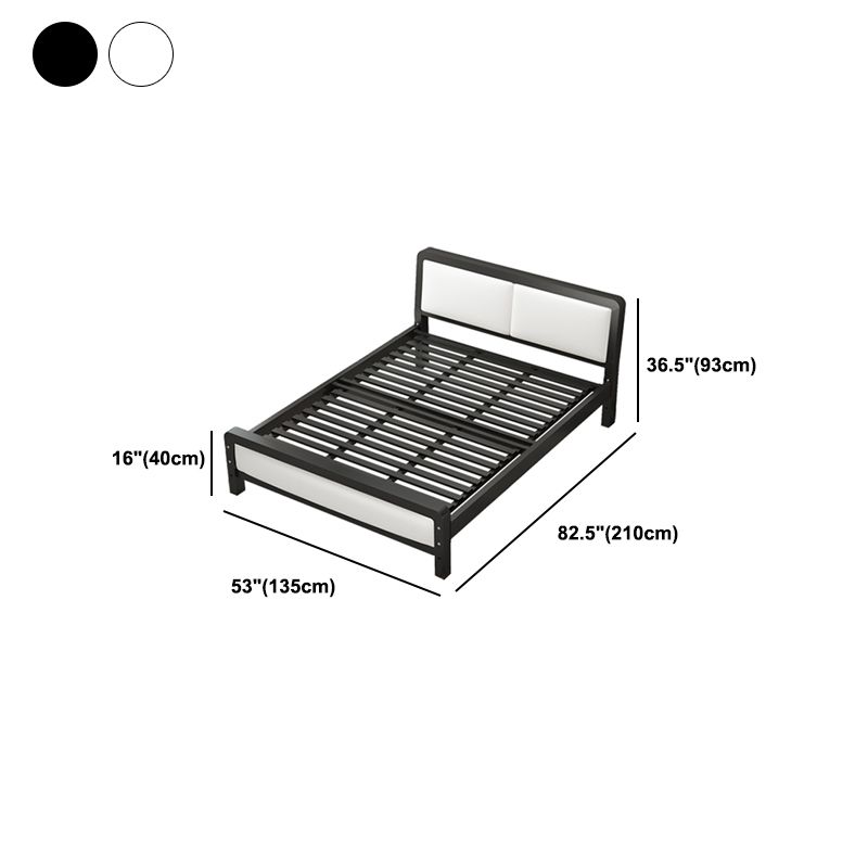 Modern Iron Wire-Grid Bed Frame 36.6" H Black & White Panel Bed with Headboard Clearhalo 'Bedroom Furniture' 'Beds' 'furn' 'furn_beds' 'Furniture' 1200x1200_a88893dd-09b0-4b2a-b1b8-2e92807442bb