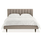 84.65 inch Wide Contemporary Bed Frame Solid Wood Bed with Upholstered Headboard