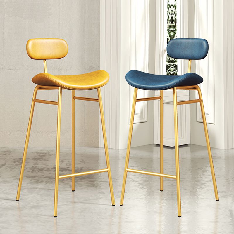 Faux Leather Bar Stools Scandinavian Low Back Armless Barstool with 4 Iron Legs Clearhalo 'Bar Furniture' 'Bar Stools' 'bar_stools' 'furn' 'furn_bar_stools' 'Furniture' 'Kitchen & Dining Furniture' 1200x1200_a88a6f1b-d394-47bf-aeec-8aa8ea24a77b