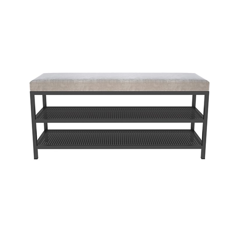 Glam Entryway Bench Cushioned Metal Seating Bench with Shoe Storage Clearhalo 'Benches' 'Chairs & Seating' 'furn' 'furn_benches' 'Furniture' 'Living Room Furniture' 1200x1200_a88aac99-1fca-4b93-9fb2-70ee1639c4b8