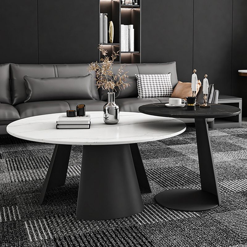 Contemporary Coffee Table Round Faux Marble Cocktail Table Clearhalo 'Coffee & Accent Tables' 'Coffee Tables' 'coffee_tables' 'furn' 'furn_coffee_tables' 'Furniture' 'furniture_coffee_tables' 'Living Room Furniture' 1200x1200_a88b1bfb-ce62-4384-901f-23affbacf800