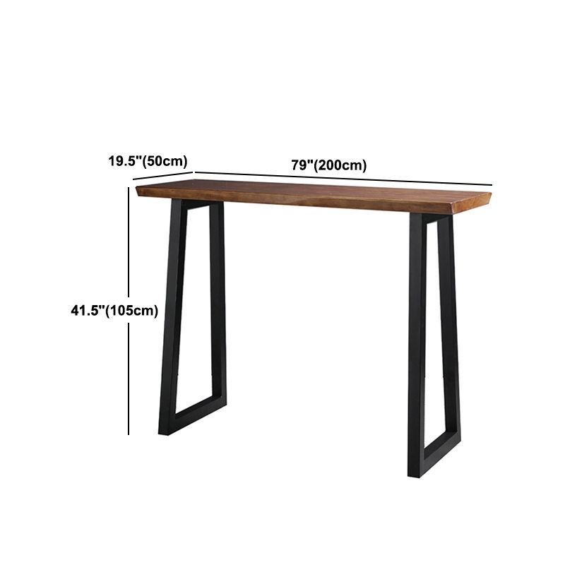 1/2/3 pièces Industrial Iron-Bar Table Table Recangangle Bistro Set with Pine Wood Top