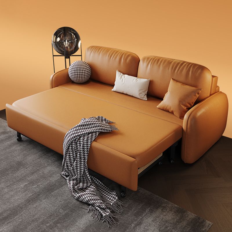 Stain Resistant Faux Leather Contemporary Square Arm Bed Sofa Couch Clearhalo 'furn' 'furn_sofas' 'Furniture' 'Living Room Furniture' 'Sofa' 'sofas' 1200x1200_a88d28b7-6d36-419c-9914-9a6b77d36ef8