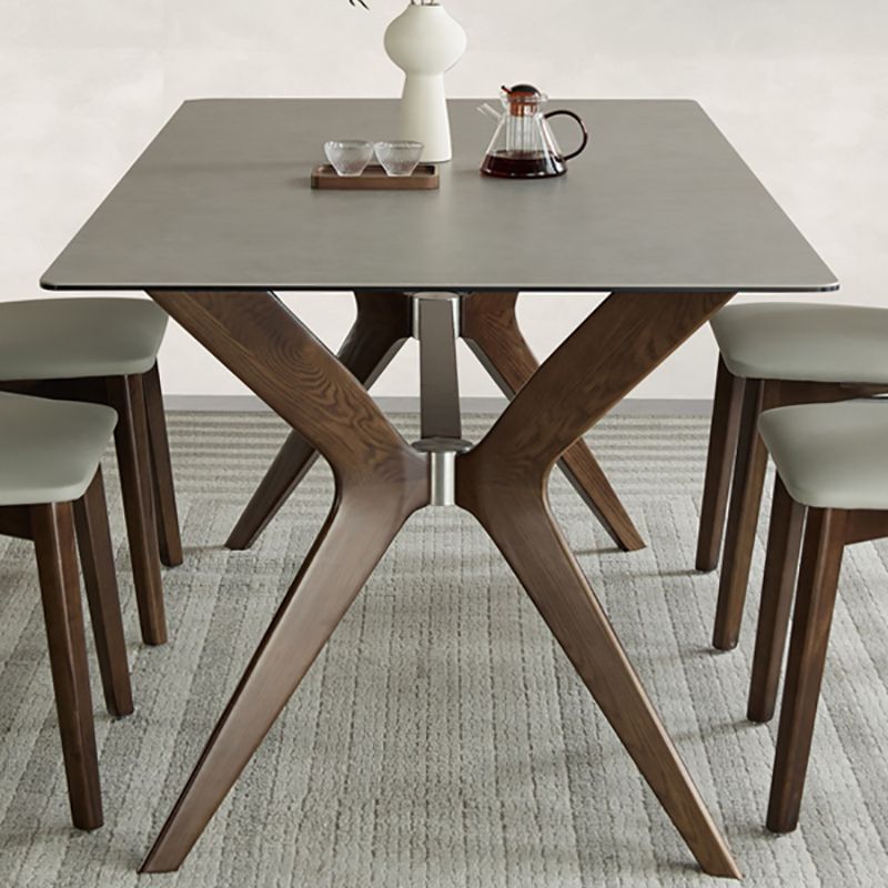 Medieval Modern Sintered Stone Top Dining Table Rectangle Kitchen Table with 4 Legs Clearhalo 'Dining Tables & Seating' 'Dining Tables' 'dining_table' 'furn' 'furn_dining_table' 'Furniture' 'furniture_dining_table' 'Kitchen & Dining Furniture' 'kitchen' 'kitchen_dining_table' 1200x1200_a88d3d3d-dba4-4a5b-a6aa-c42c3ac7444f