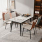 White Stone Dinette Set with Black Legs 1/2/5/7 Pieces Modern Dining Table Set