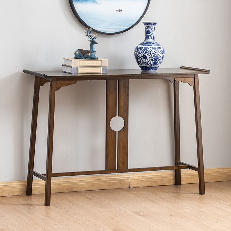 Mesa de consola moderna de mediados de siglo Mesa de consola de rectángulo de madera maciza marrón oscuro